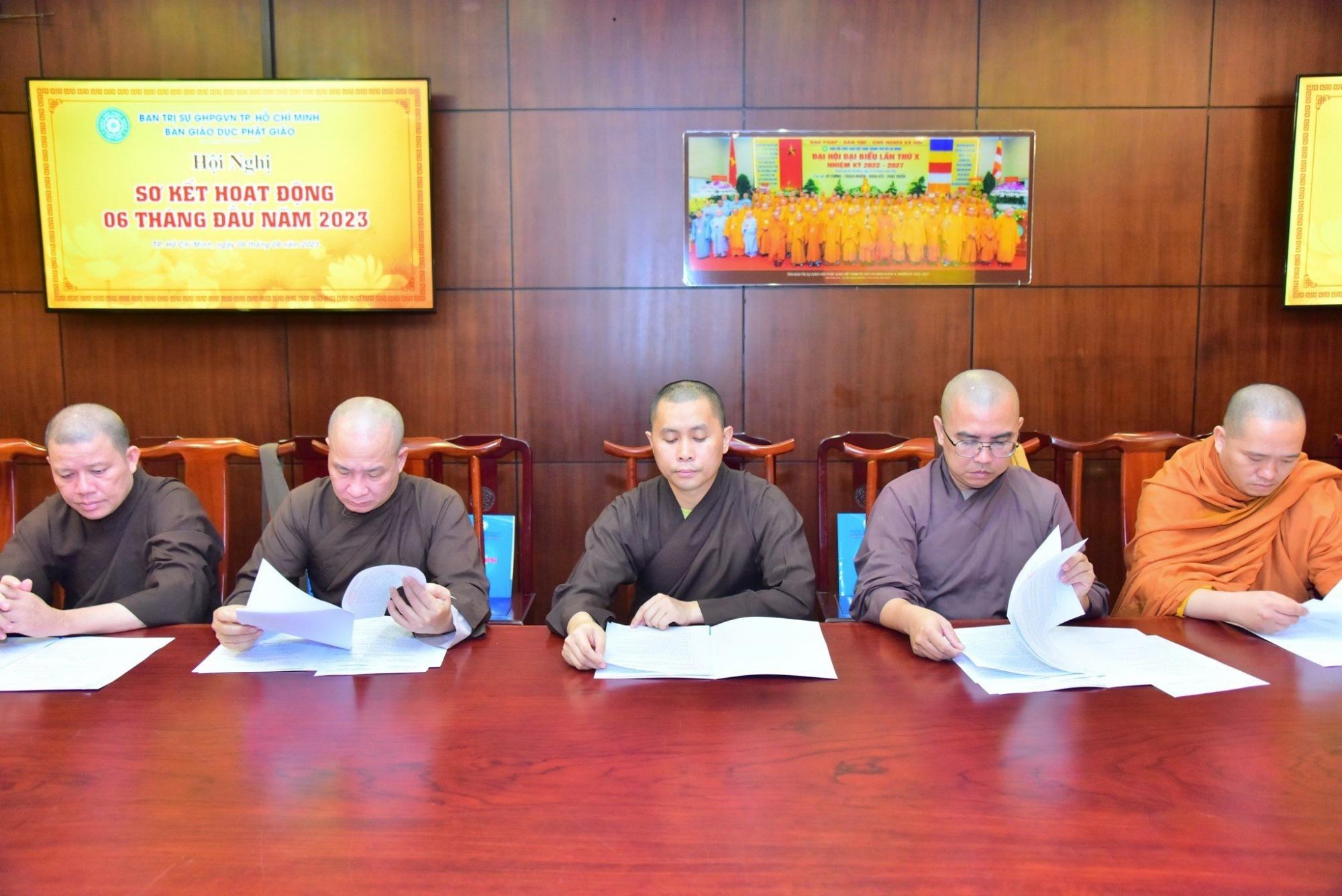 Sơ kết công tác Phật sự 06 tháng đầu năm 2023 của Ban Giáo dục Phật giáo TP.HCM 