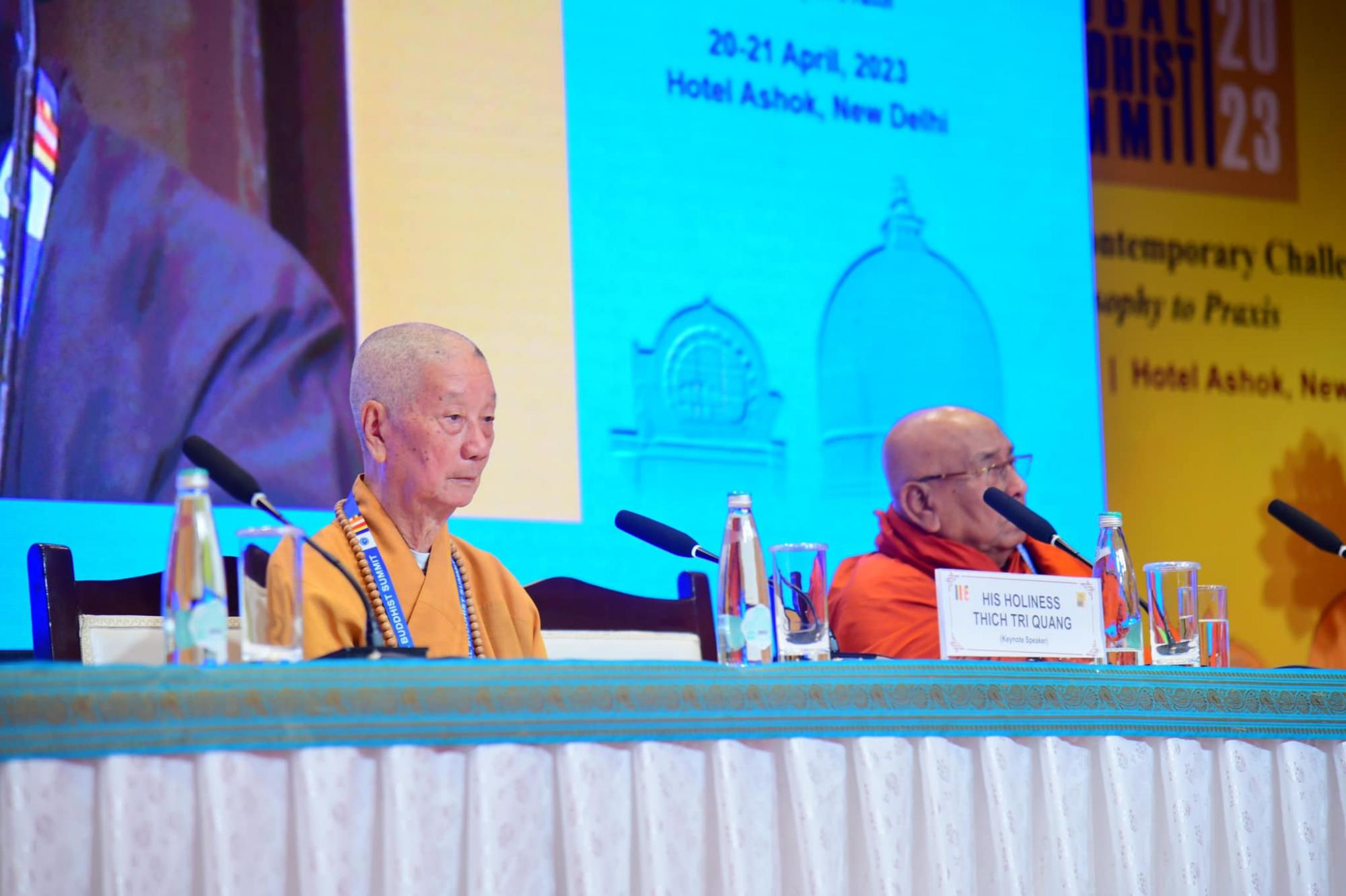 Trưởng lão Hoà Thượng Thích Trí Quảng, Pháp Chủ GHPGVN phát biểu tại Đại hội Phật giáo toàn cầu 2023