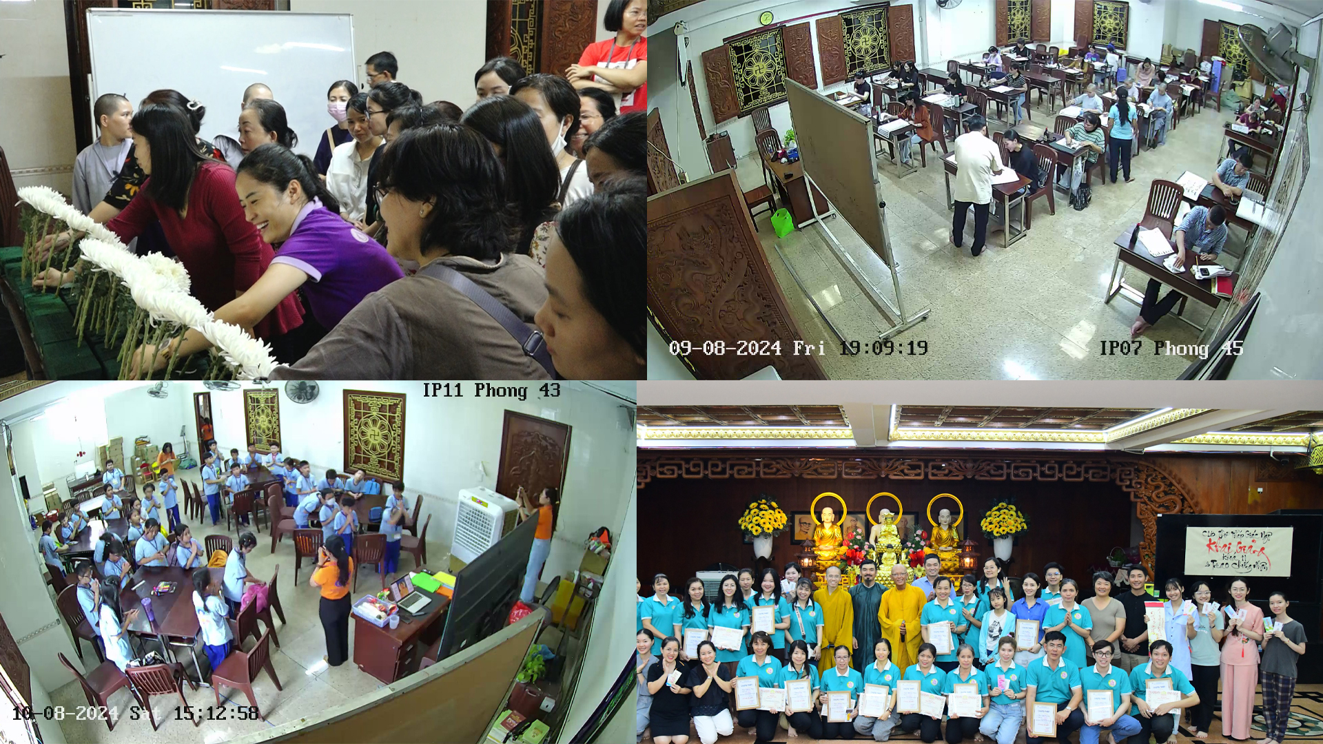 Hình ảnh các lớp học miễn phí tại chùa Giác Ngộ, diễn ra vào buổi sáng và tối